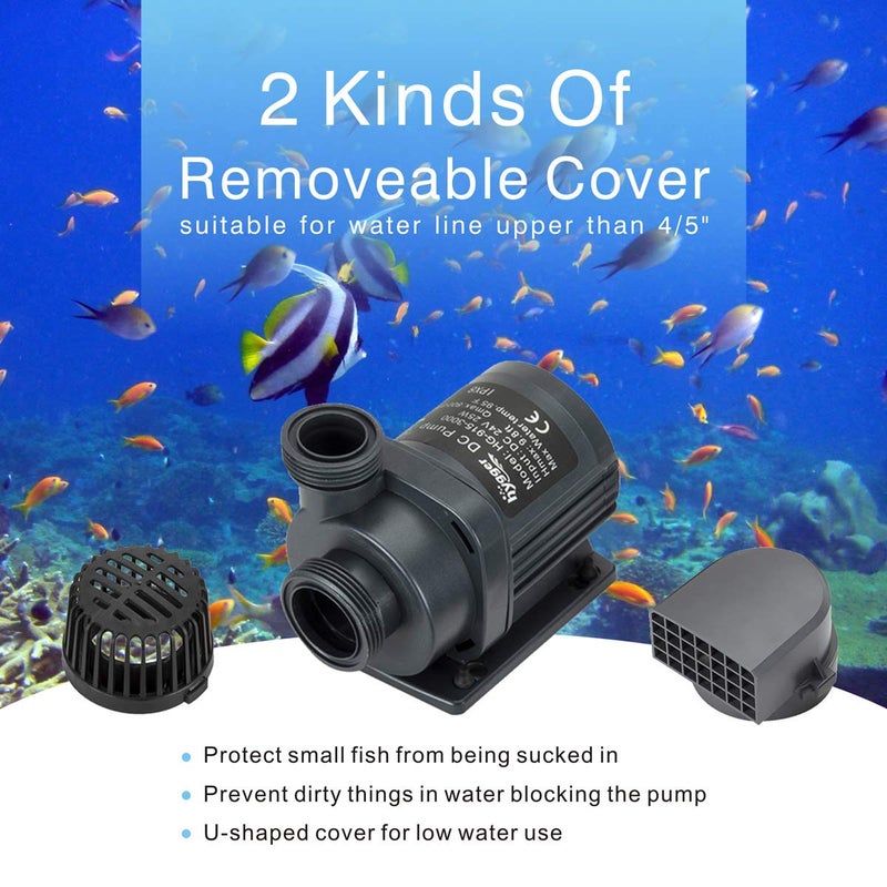 Hygger 1720GPH Quiet Submersible and External 24V Water Pump, with Controller (30%-100% Settings), Powerful Return Pump for Fish Tanks, Aquariums, Ponds, Fountains, Sump, Hydroponics (55W, 14.8ft) - Image 3